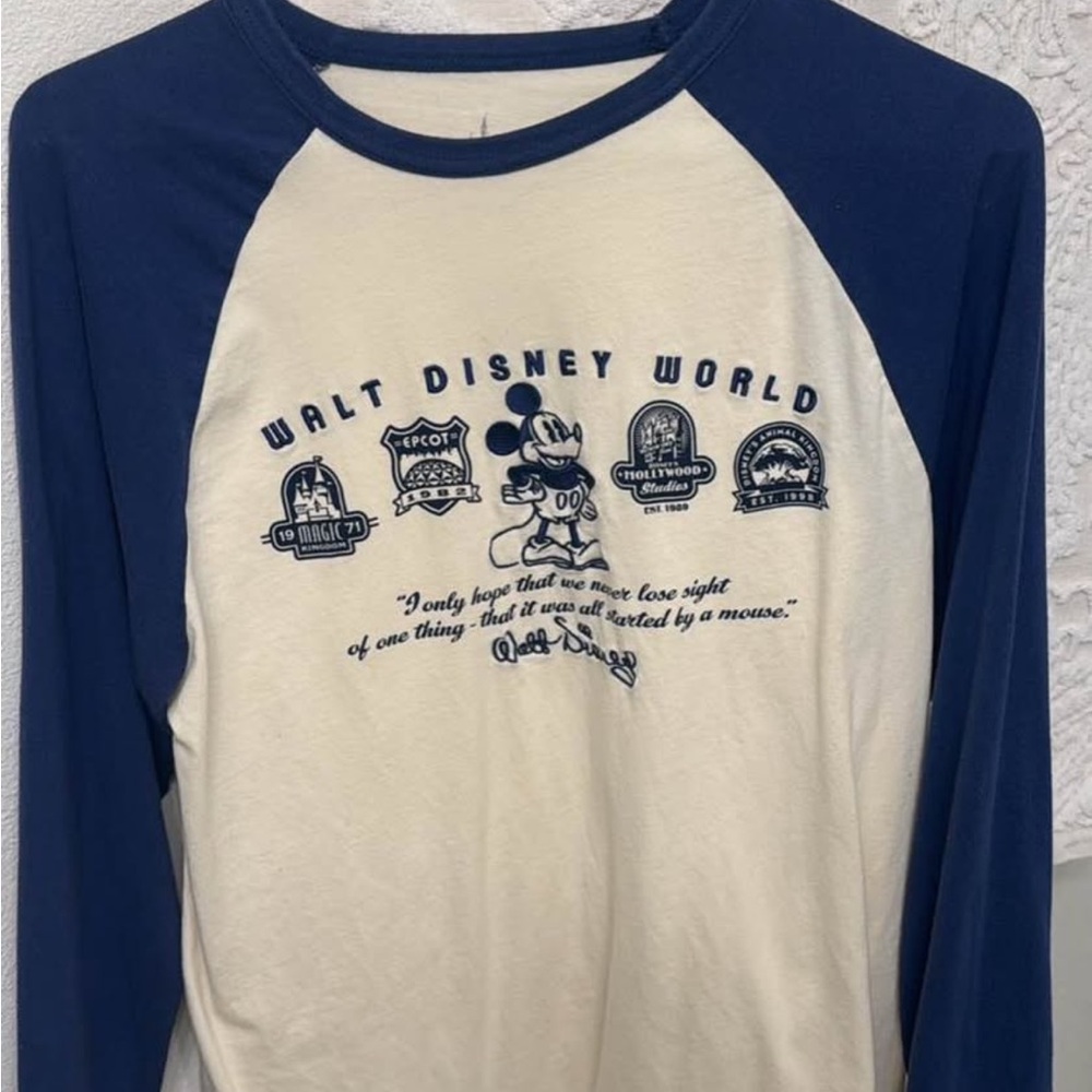 Disney Blue and Cream Long Sleeve Tee